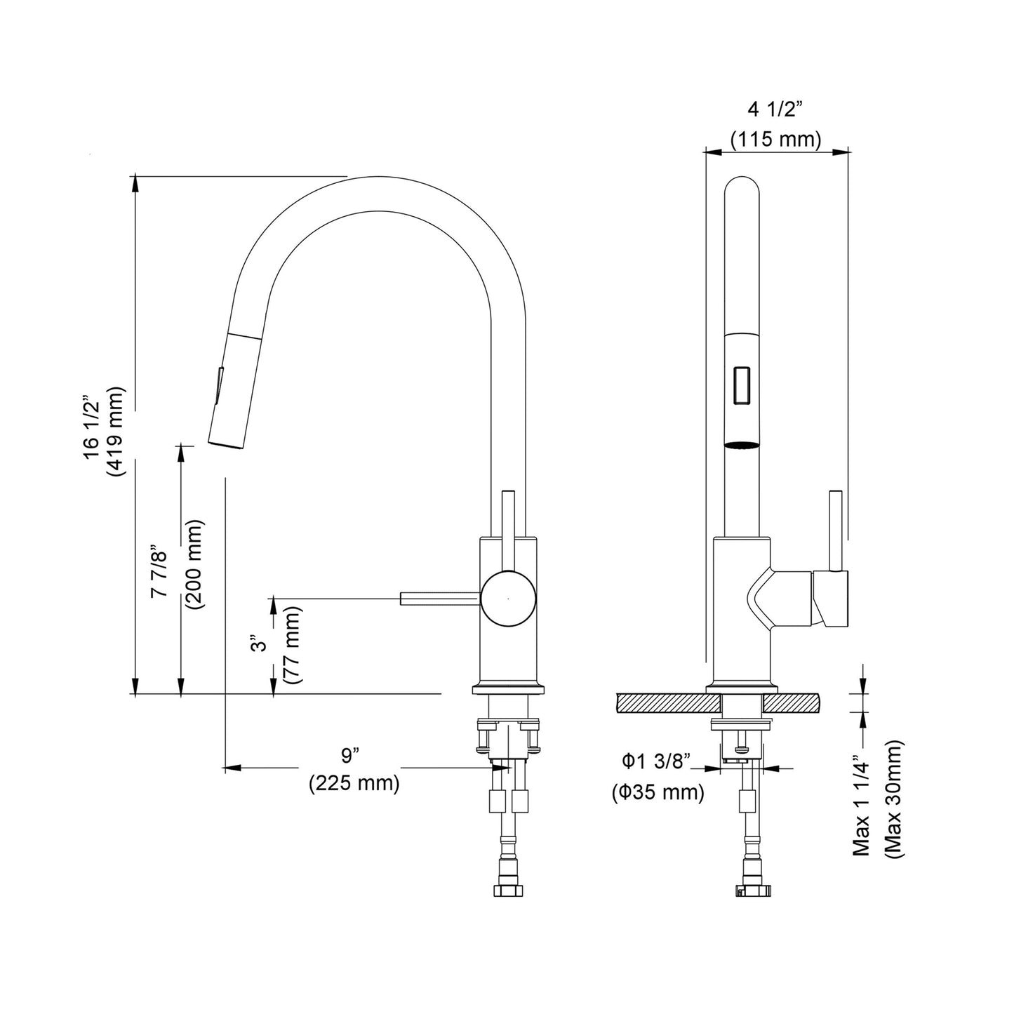 Kitchen - Single Handle Pull Down Chrome Faucet - F01 206
