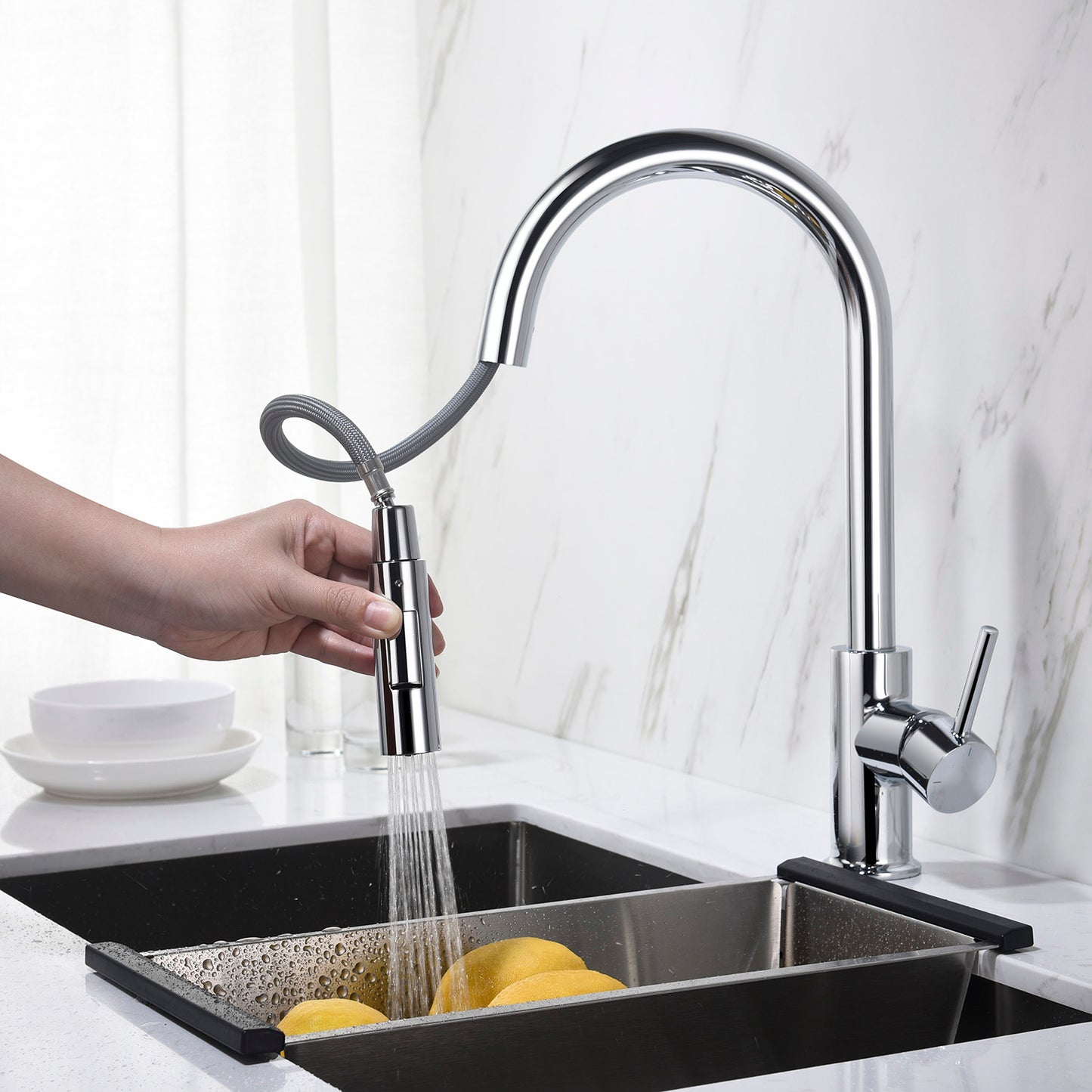 Kitchen - Single Handle Pull Down Chrome Faucet - F01 206