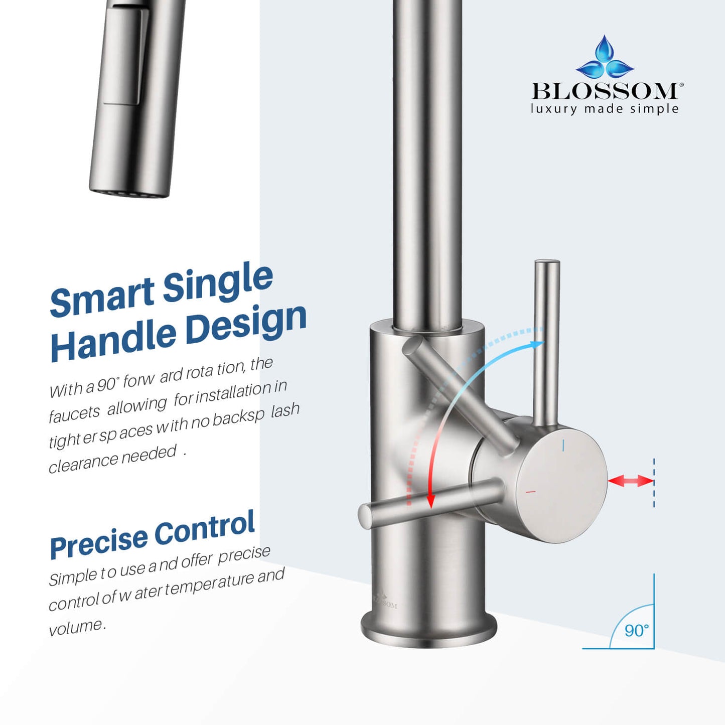 Kitchen - Single Handle Pull Down Brush Nickel Faucet - F01 206