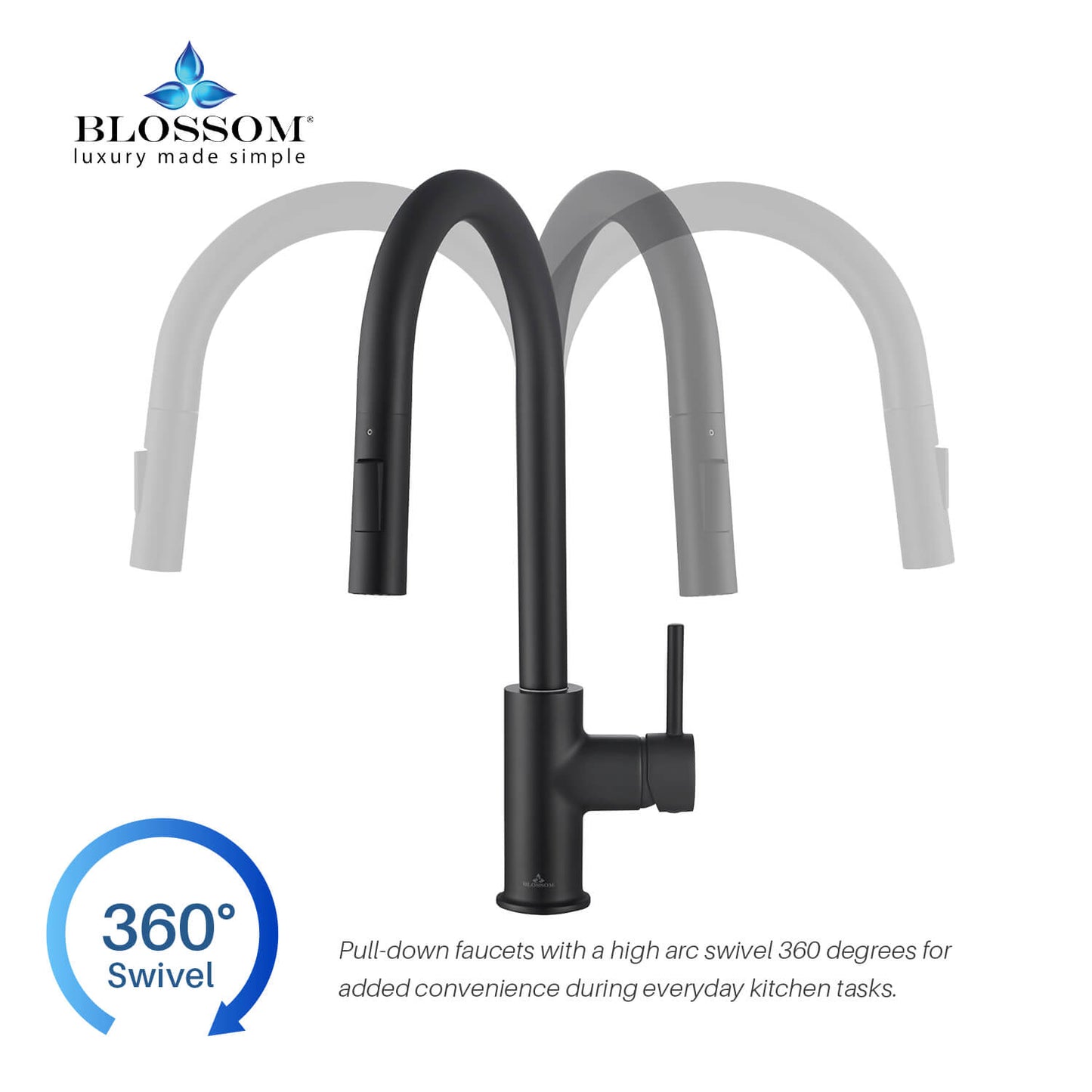 Kitchen - Single Handle Pull Down Matte Black Faucet - F01 206