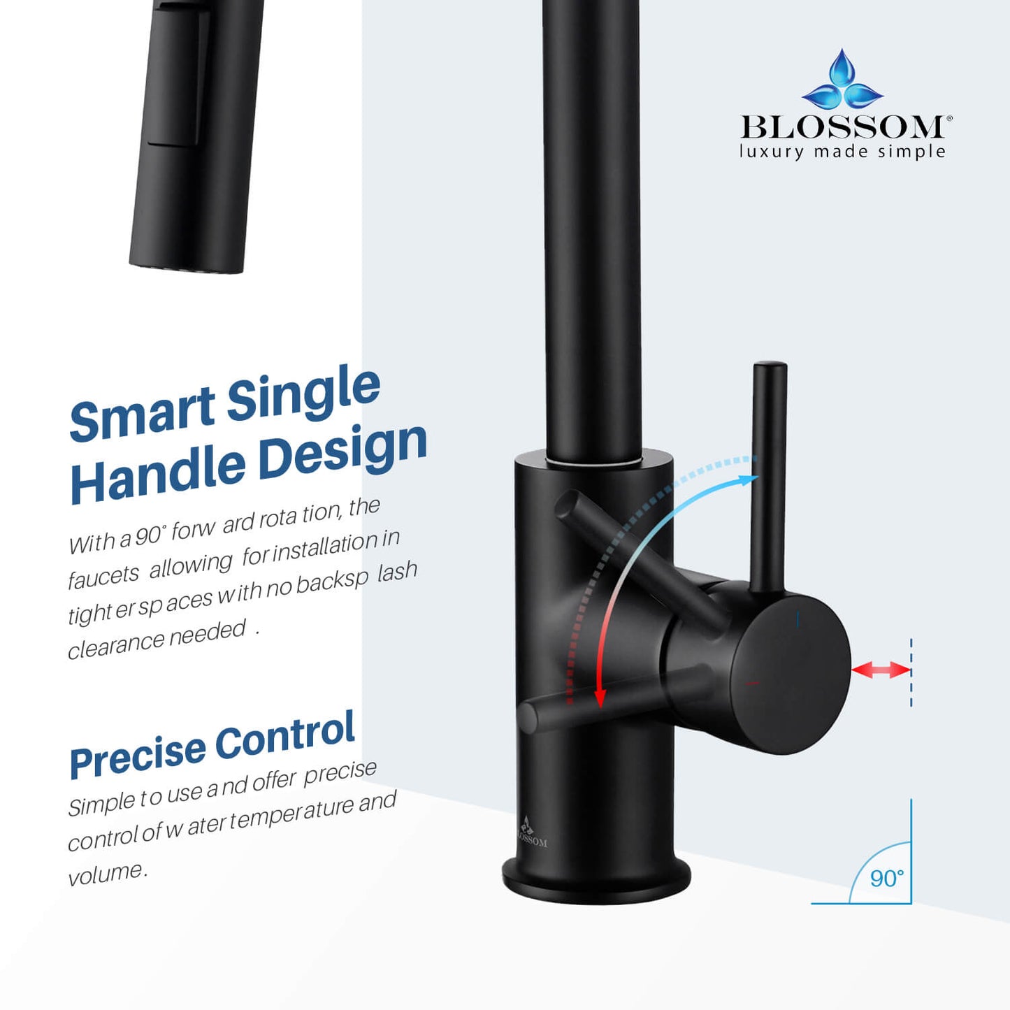 Kitchen - Single Handle Pull Down Matte Black Faucet - F01 206