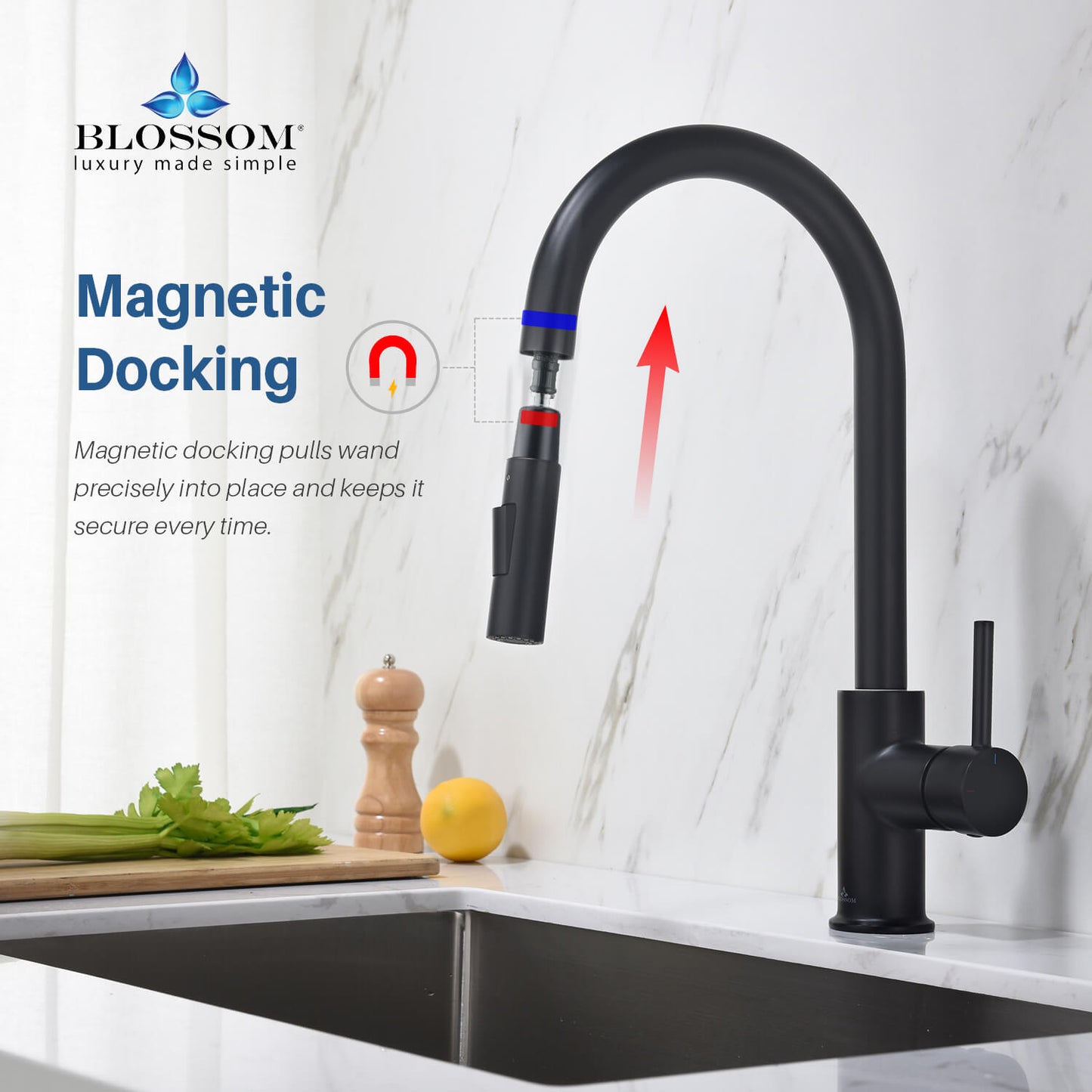 Kitchen - Single Handle Pull Down Matte Black Faucet - F01 206