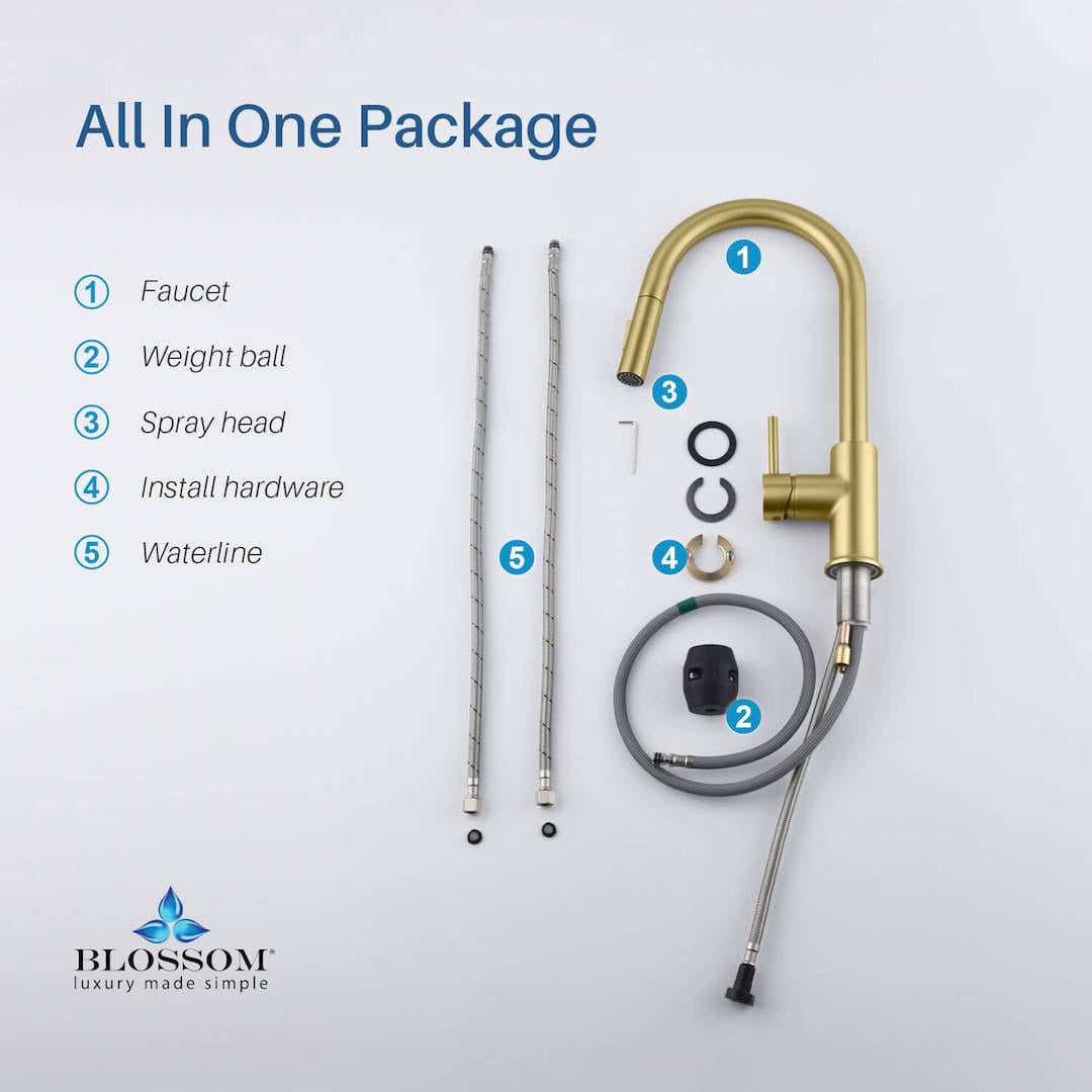 Kitchen – Single Handle Pull Down Brush Gold Faucet - F01 206