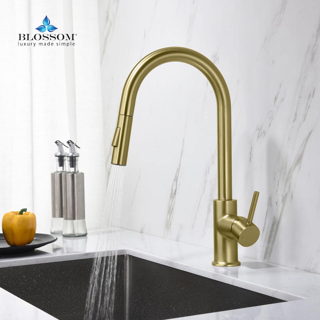 Kitchen – Single Handle Pull Down Brush Gold Faucet - F01 206