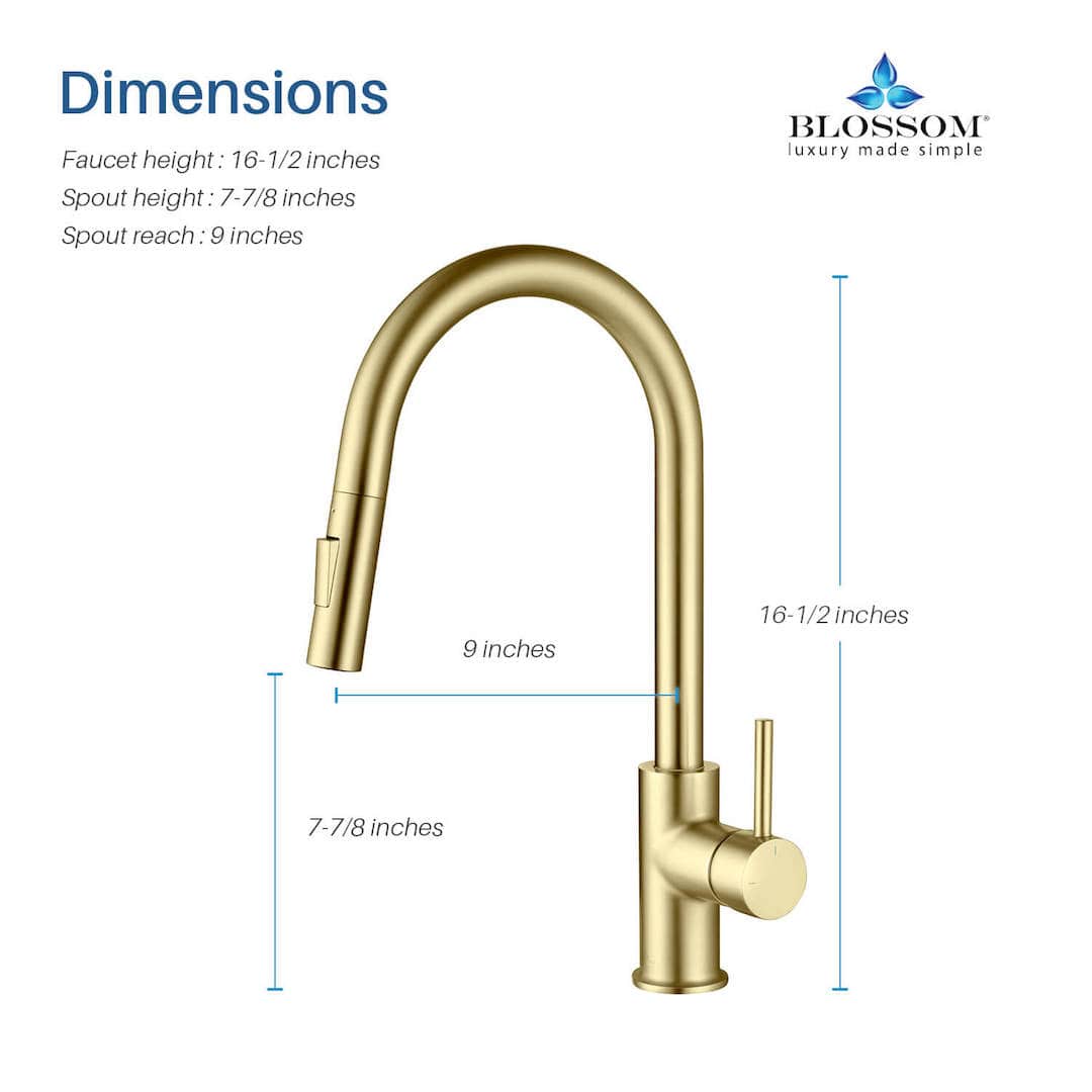 Kitchen – Single Handle Pull Down Brush Gold Faucet - F01 206