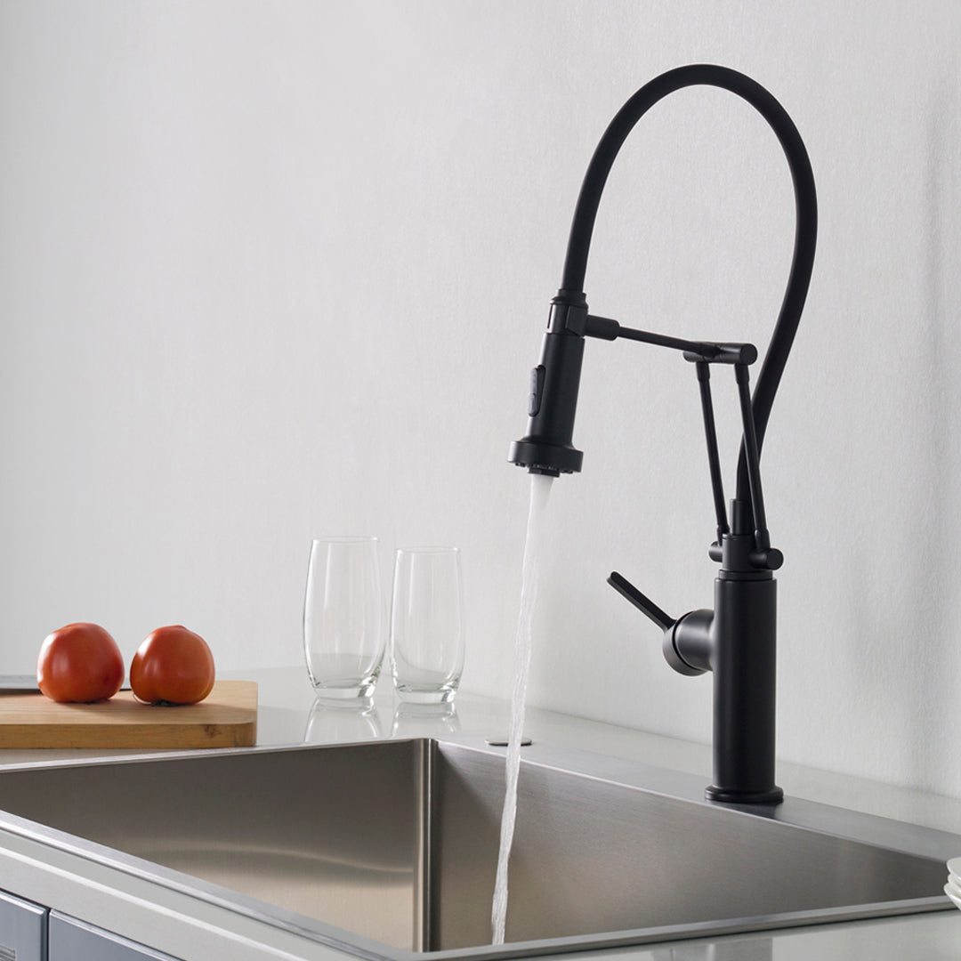 Kitchen – Single Handle Pull Out Matte Black Faucet - F01 208