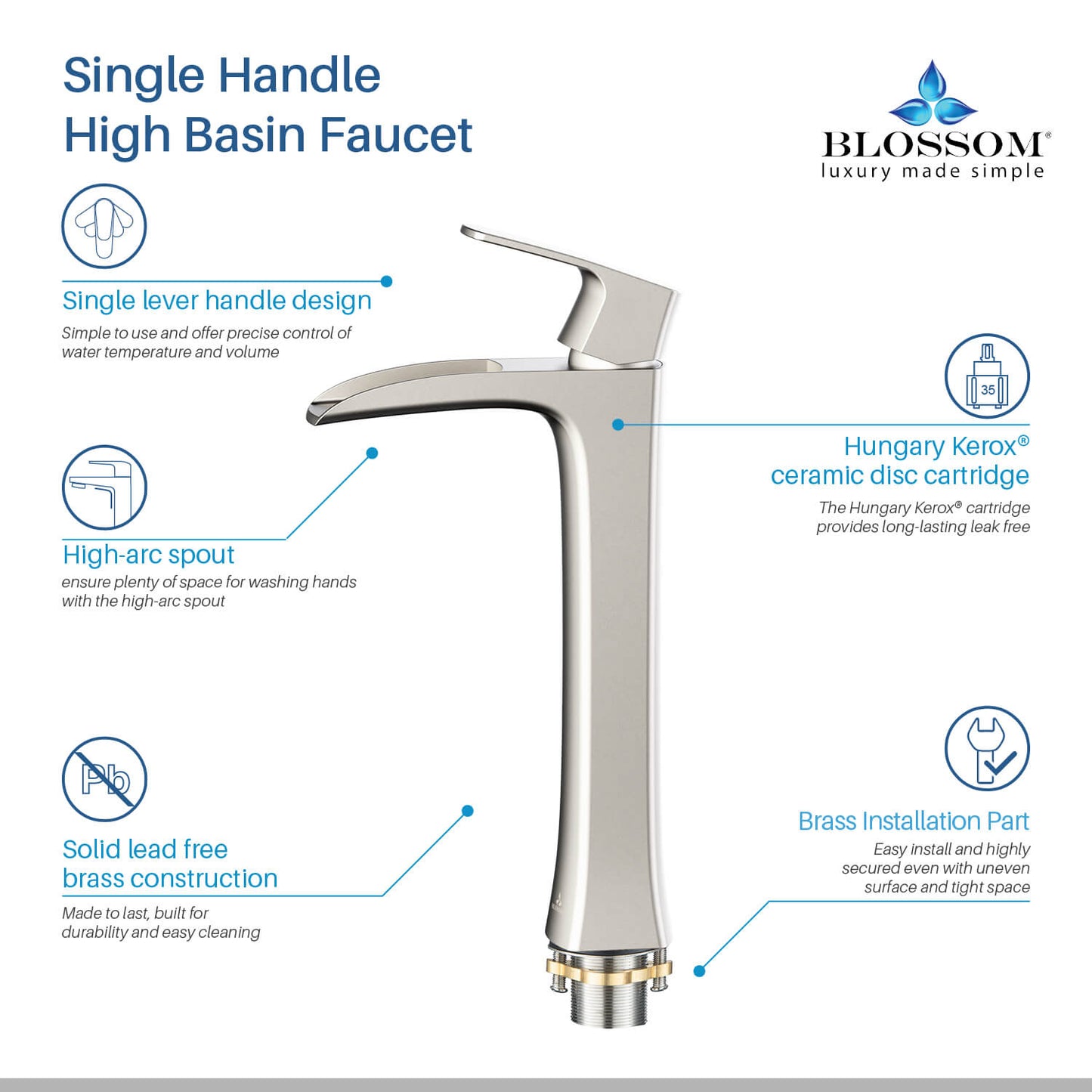 Single Handle Lavatory Faucet – Brush Nickel - F01 305