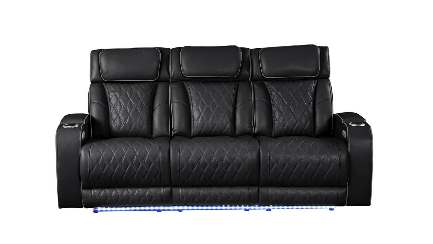 FORTUNER 3PC POWER RECLINING SOFA SET - BLACK