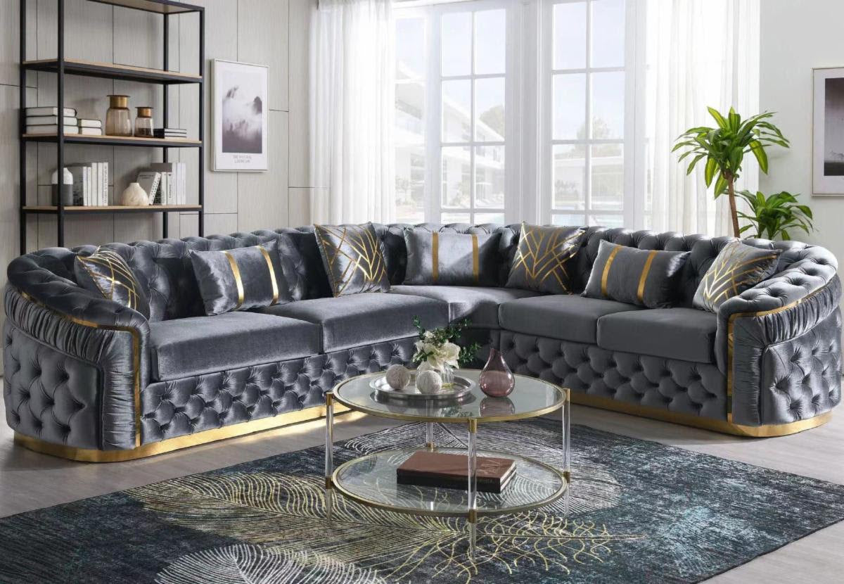 GREY VELVET SECTIONAL