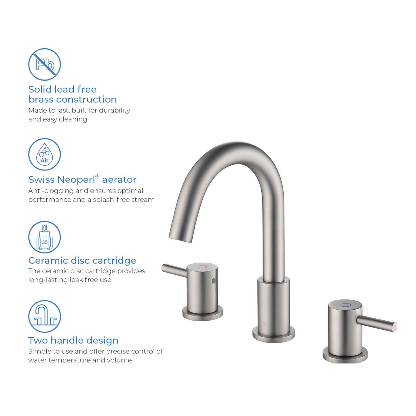 Wide Spread Lavatory Faucet – Brush Nickle - KBF1016
