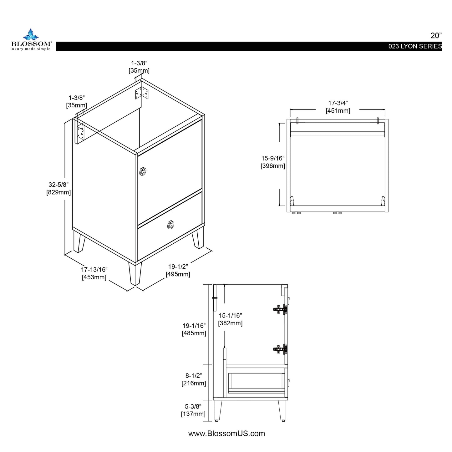 Lyon Matte White 20 Inch Vanity