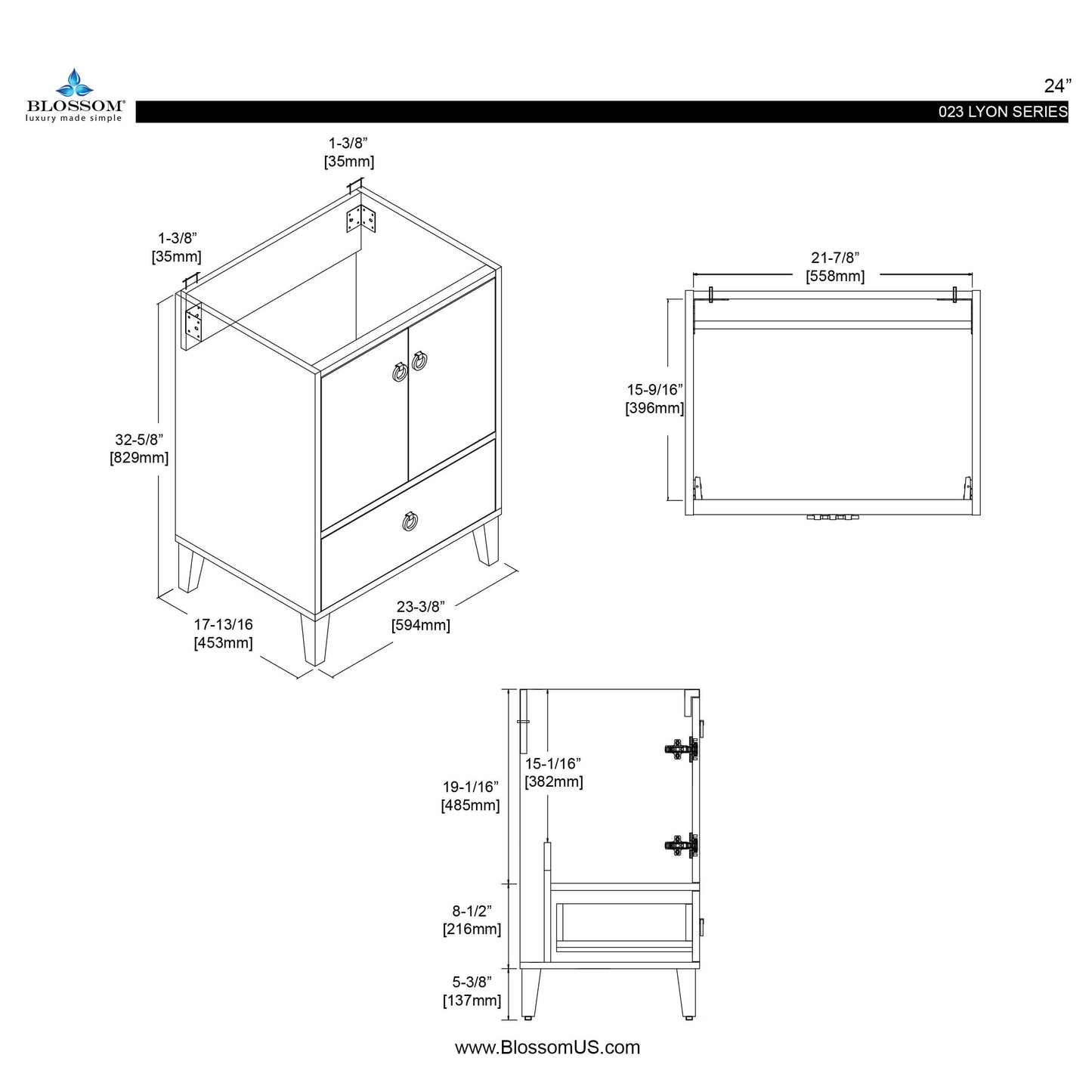 Lyon Metal Gray 24 Inch Vanity