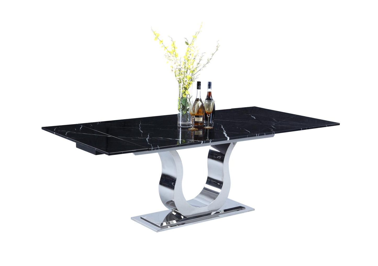 NADIA-5PC-BLK Dining Set with Marble Top