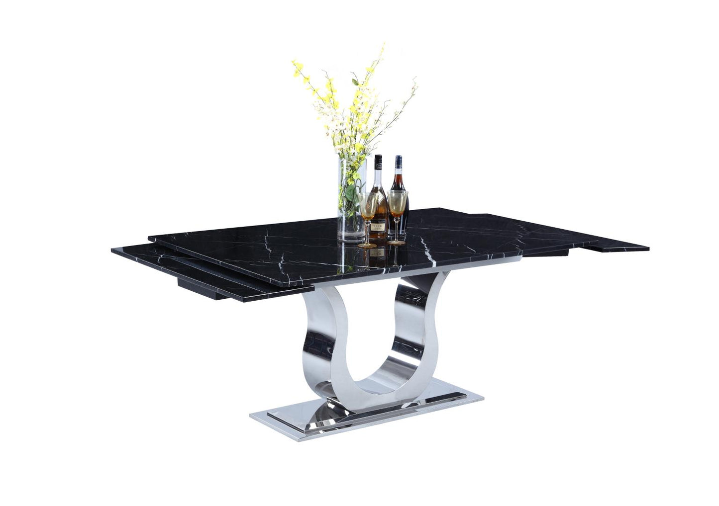 NADIA-5PC-BLK Dining Set with Marble Top