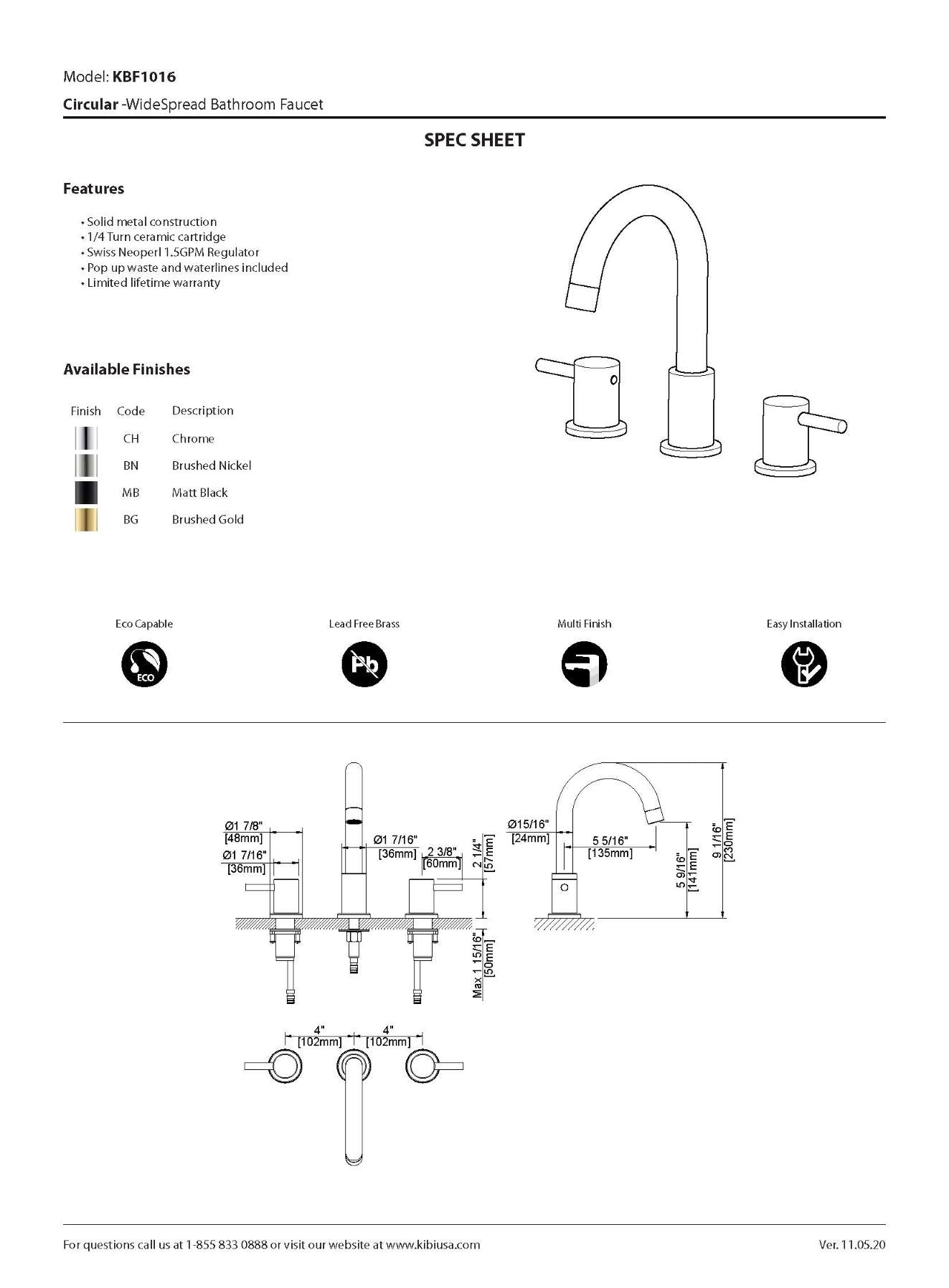 Wide Spread Lavatory Faucet – Brush Gold
