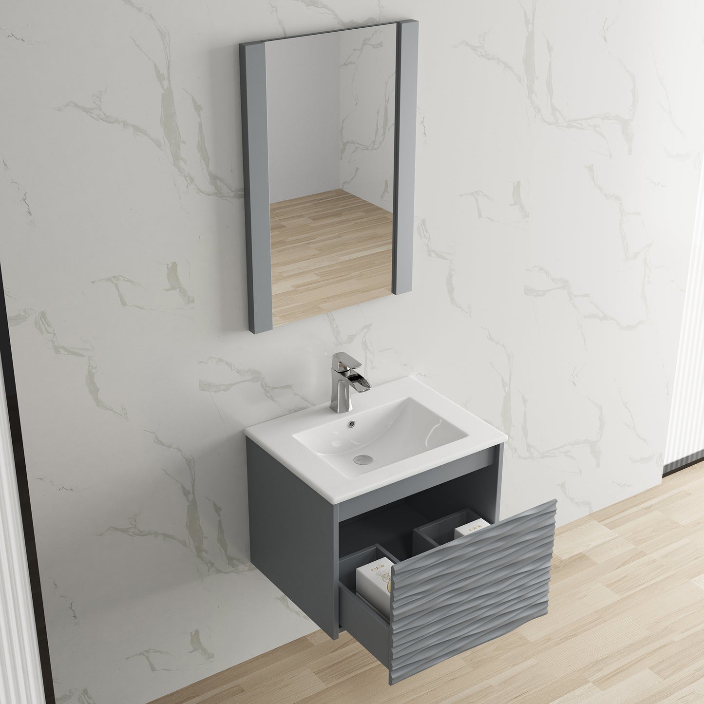 Paris 24 Inch Metal Gray Vanity