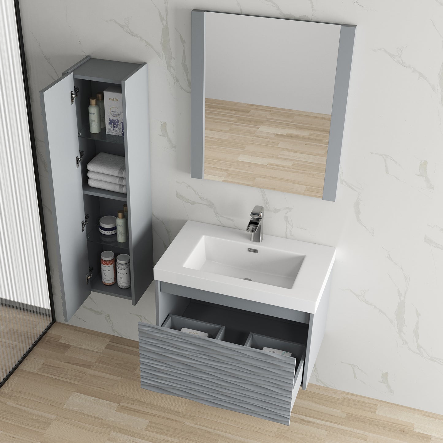 Paris 30 Inch Metal Gray Vanity