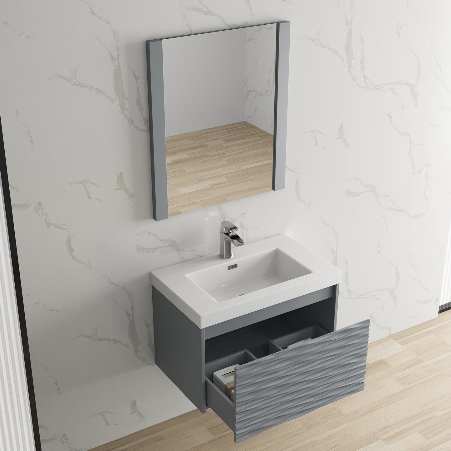 Paris 30 Inch Metal Gray Vanity