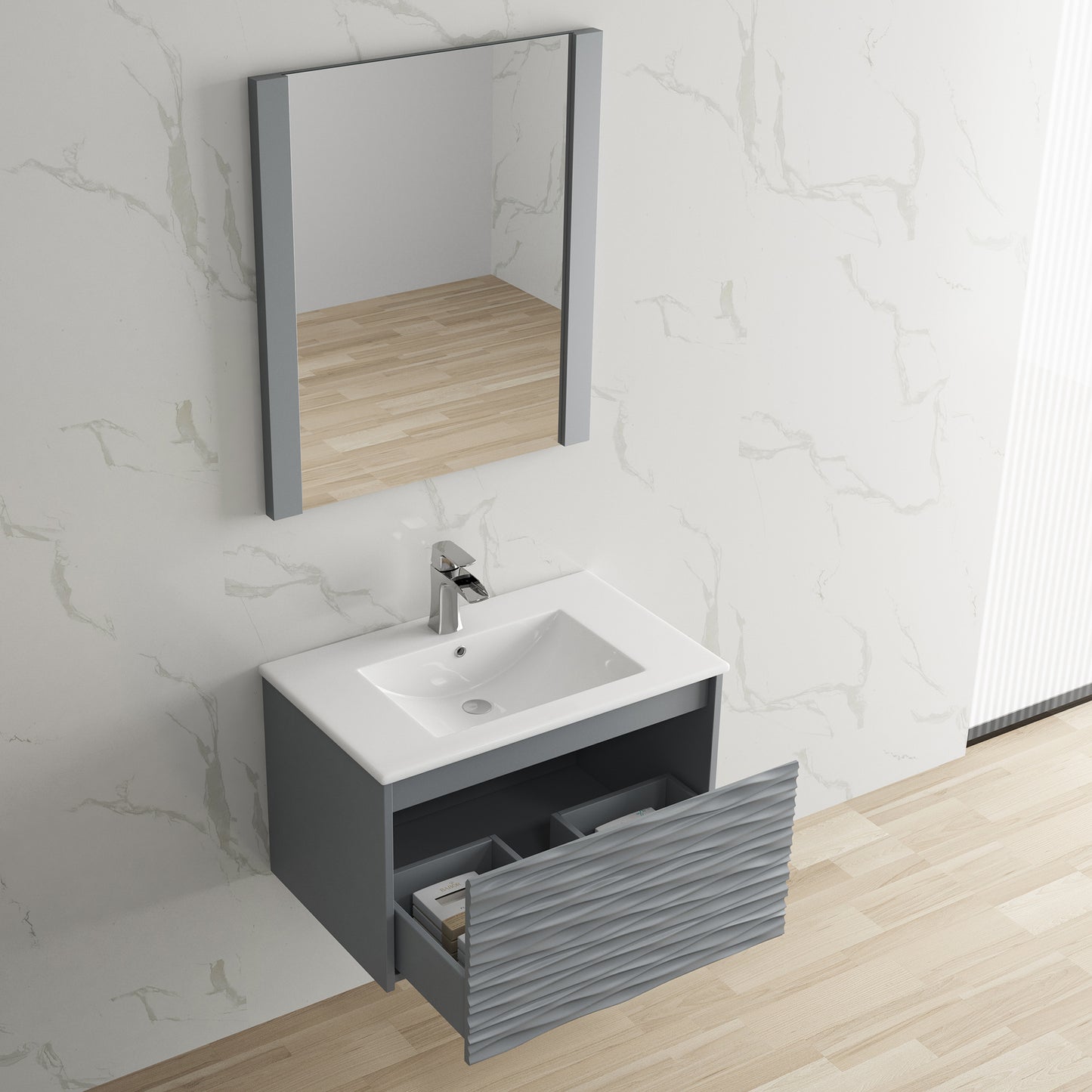 Paris 30 Inch Metal Gray Vanity