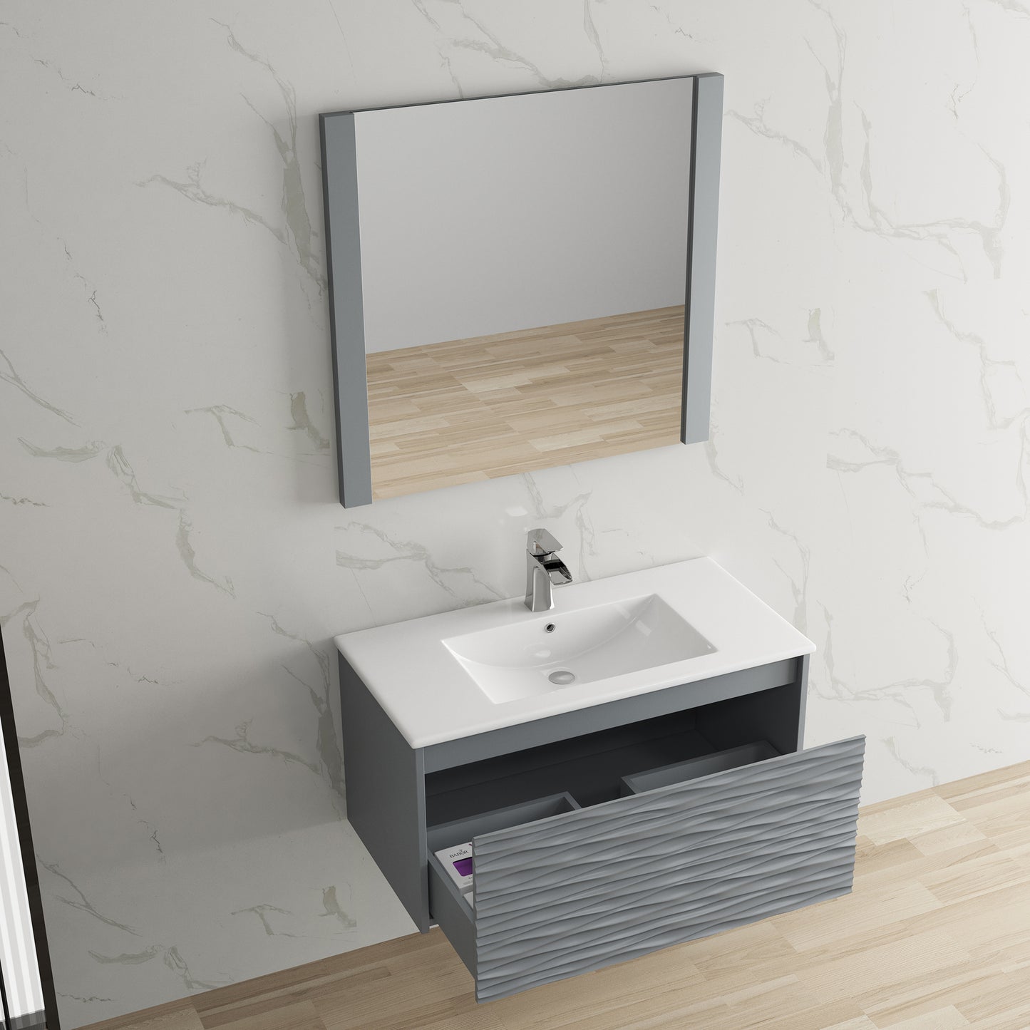 Paris 36 Inch Metal Gray Vanity
