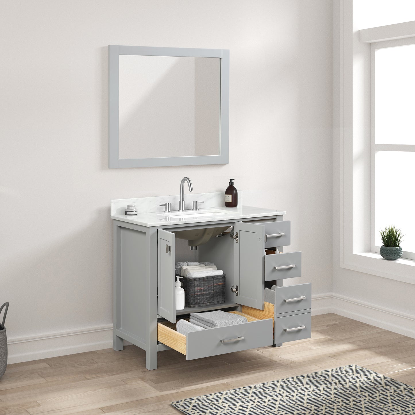 Geneva 36″ Metal Grey Vanity