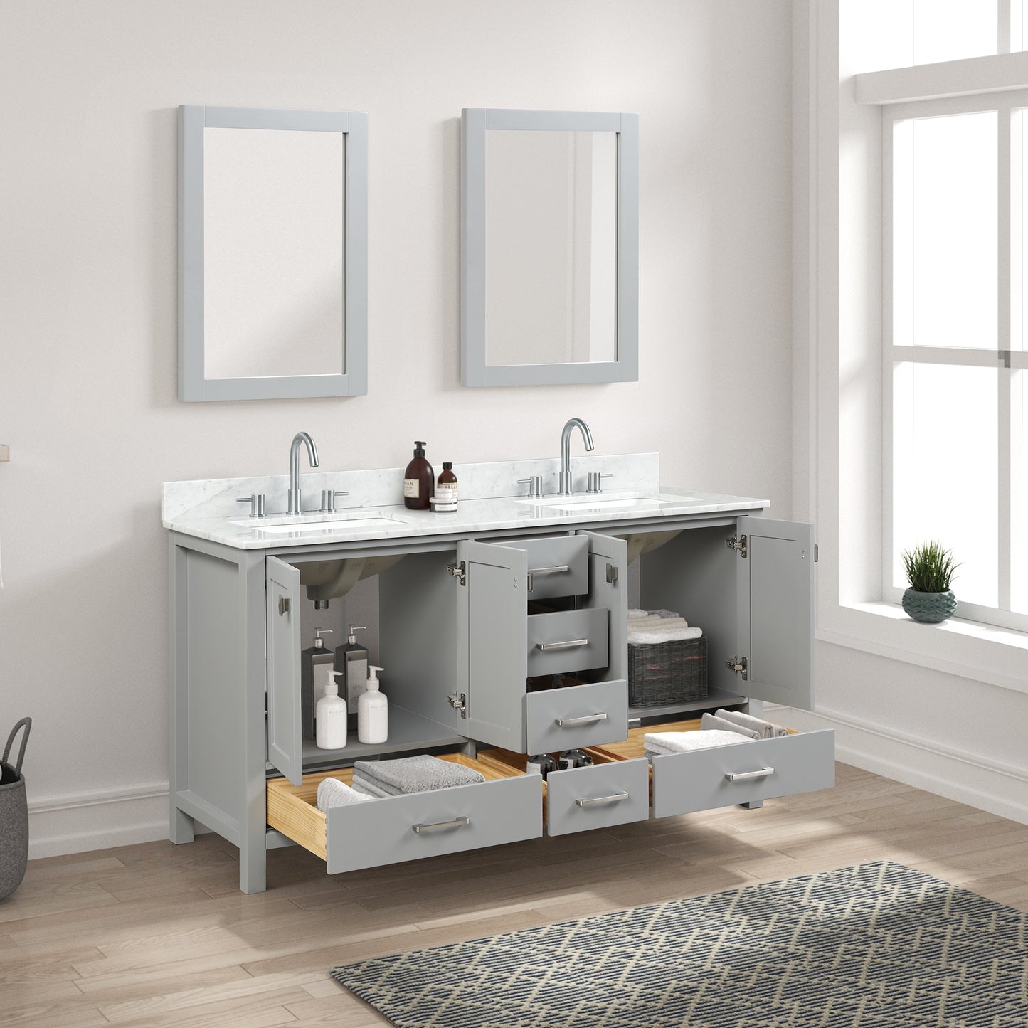 Geneva 60″ Metal Grey Vanity