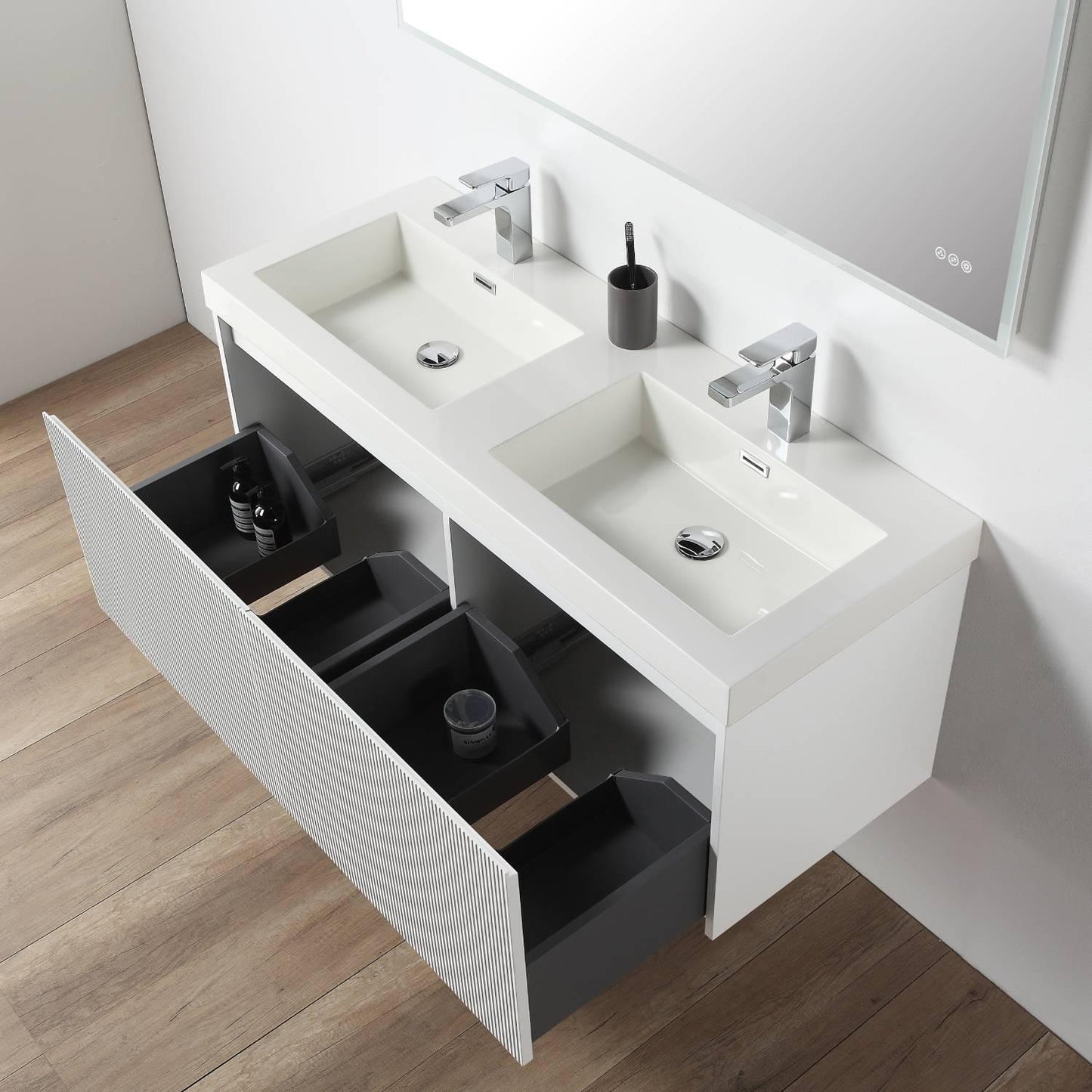 Positano 48″ Matte White Double Vanity