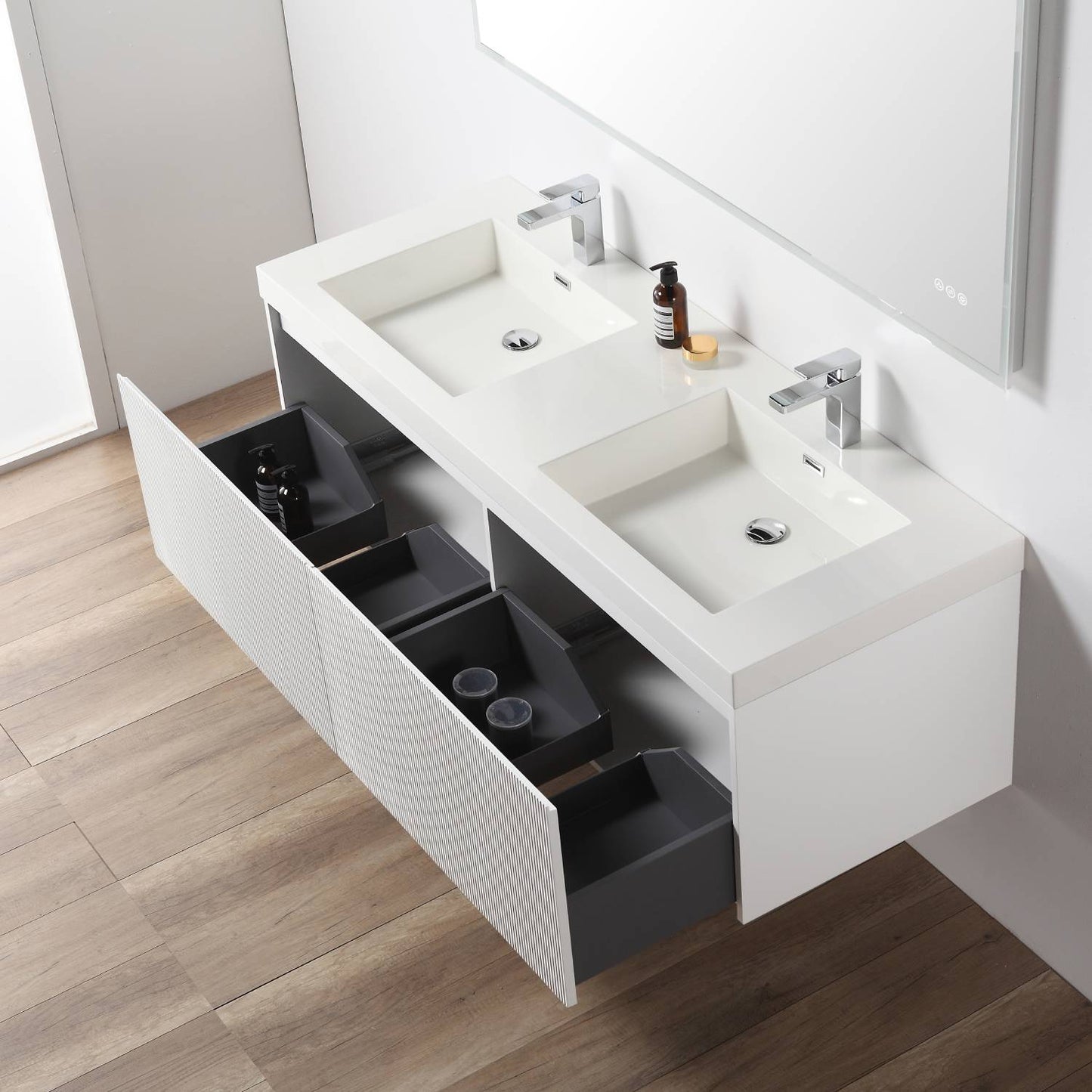 Positano 60″ Matte White Double Vanity