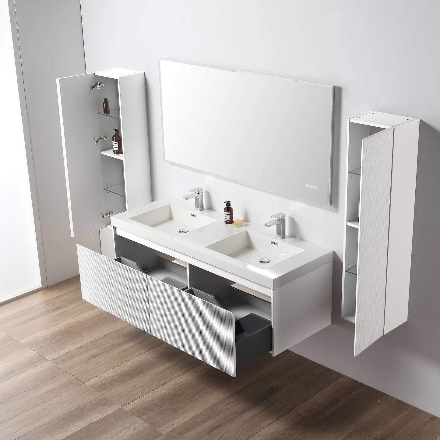 Positano 60″ Matte White Double Vanity