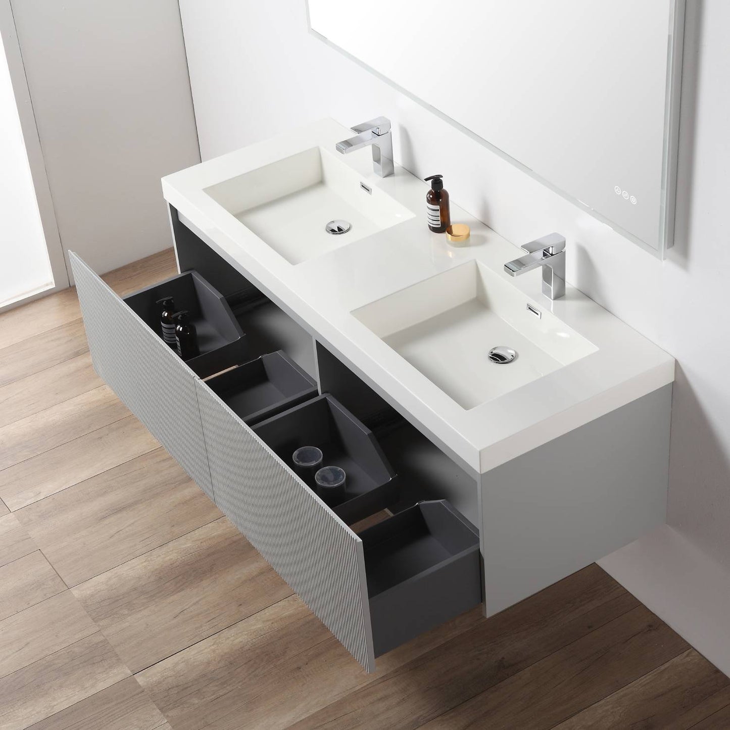 Positano 60″ Light Grey Double Vanity