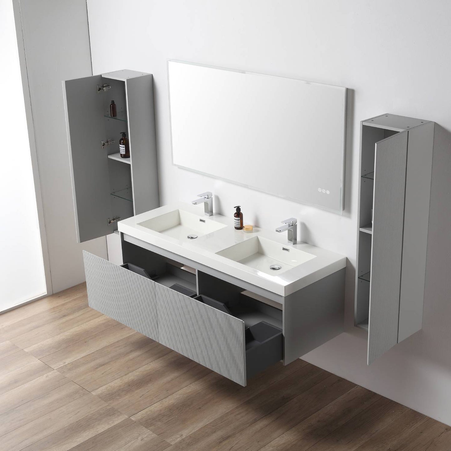 Positano 60″ Light Grey Double Vanity