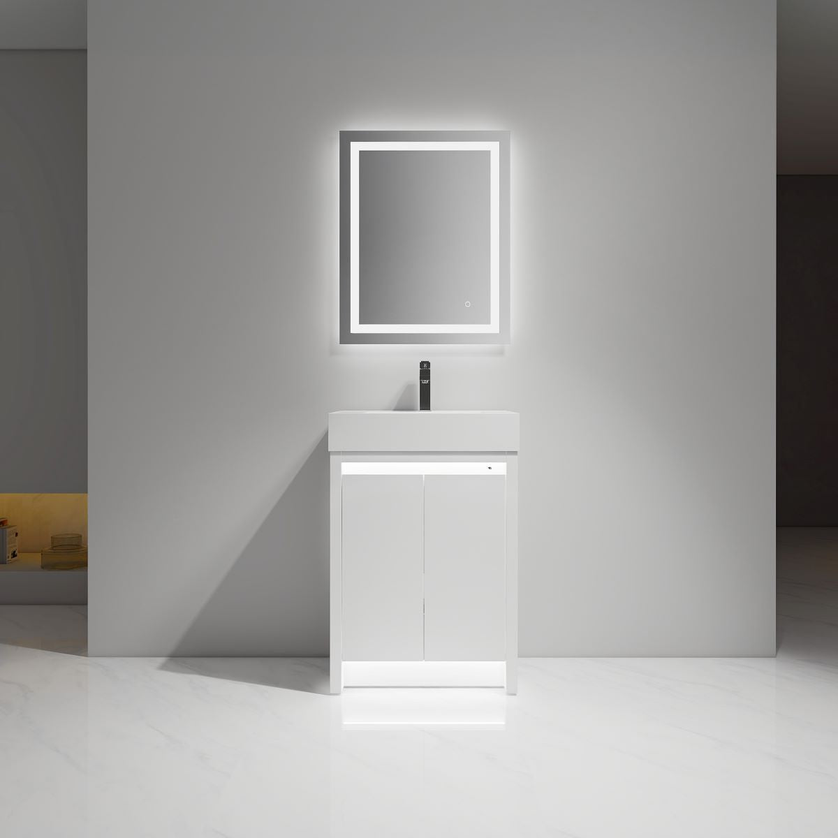 24" Capri Glossy White Vanity (Dual LED Illuminated)