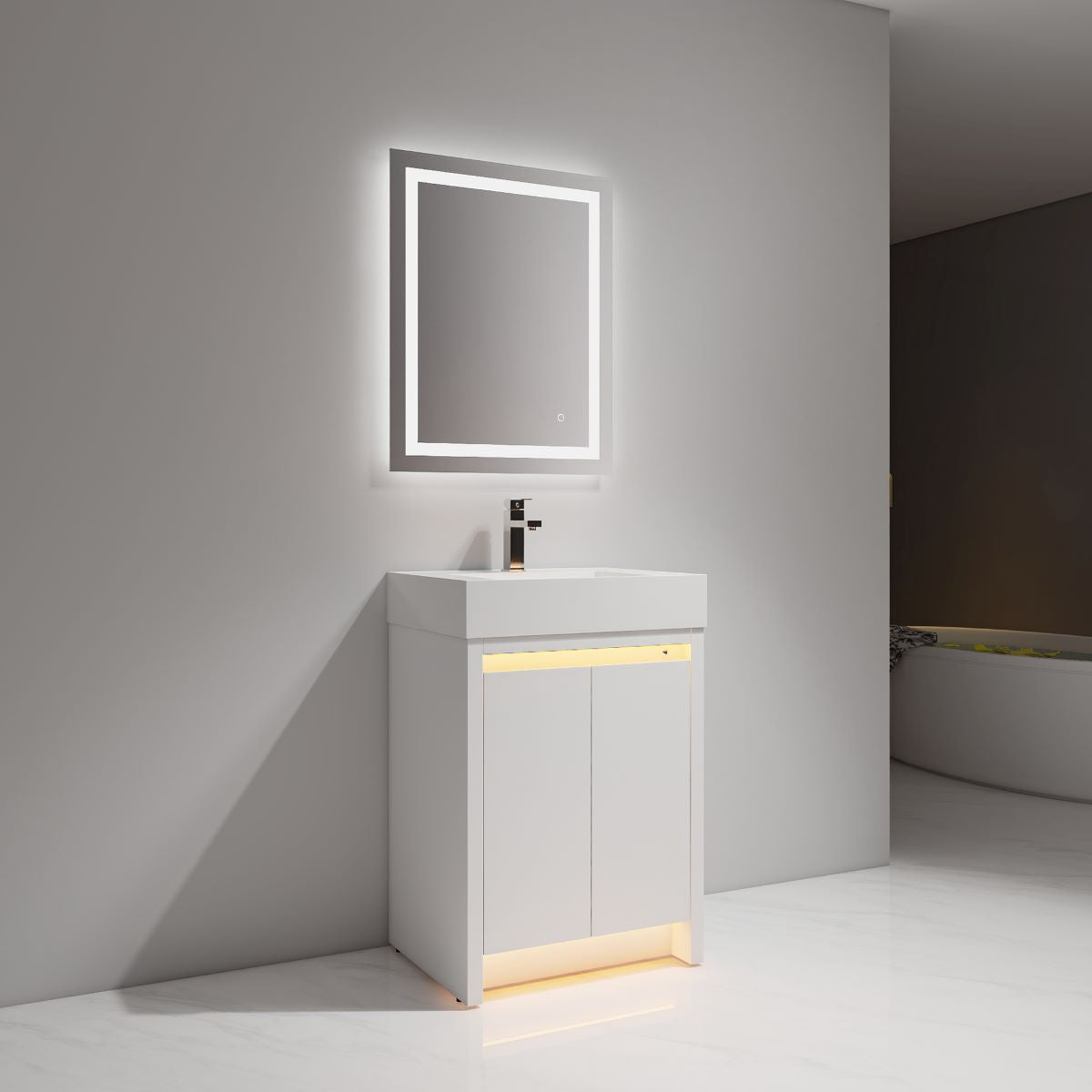 24" Capri Glossy White Vanity (Dual LED Illuminated)