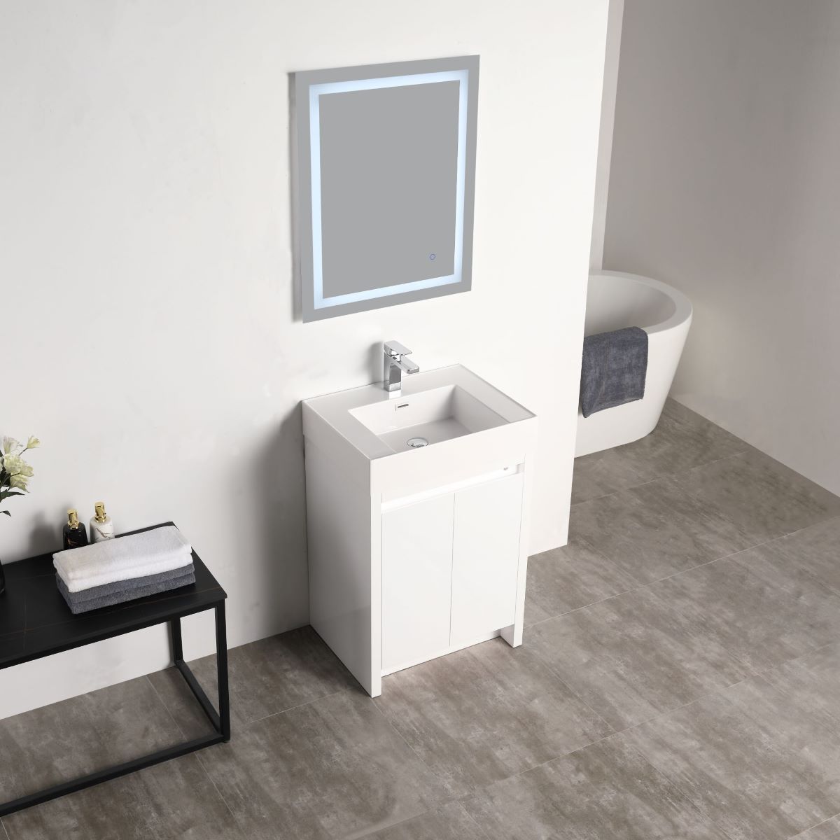 24" Capri Glossy White Vanity (Dual LED Illuminated)