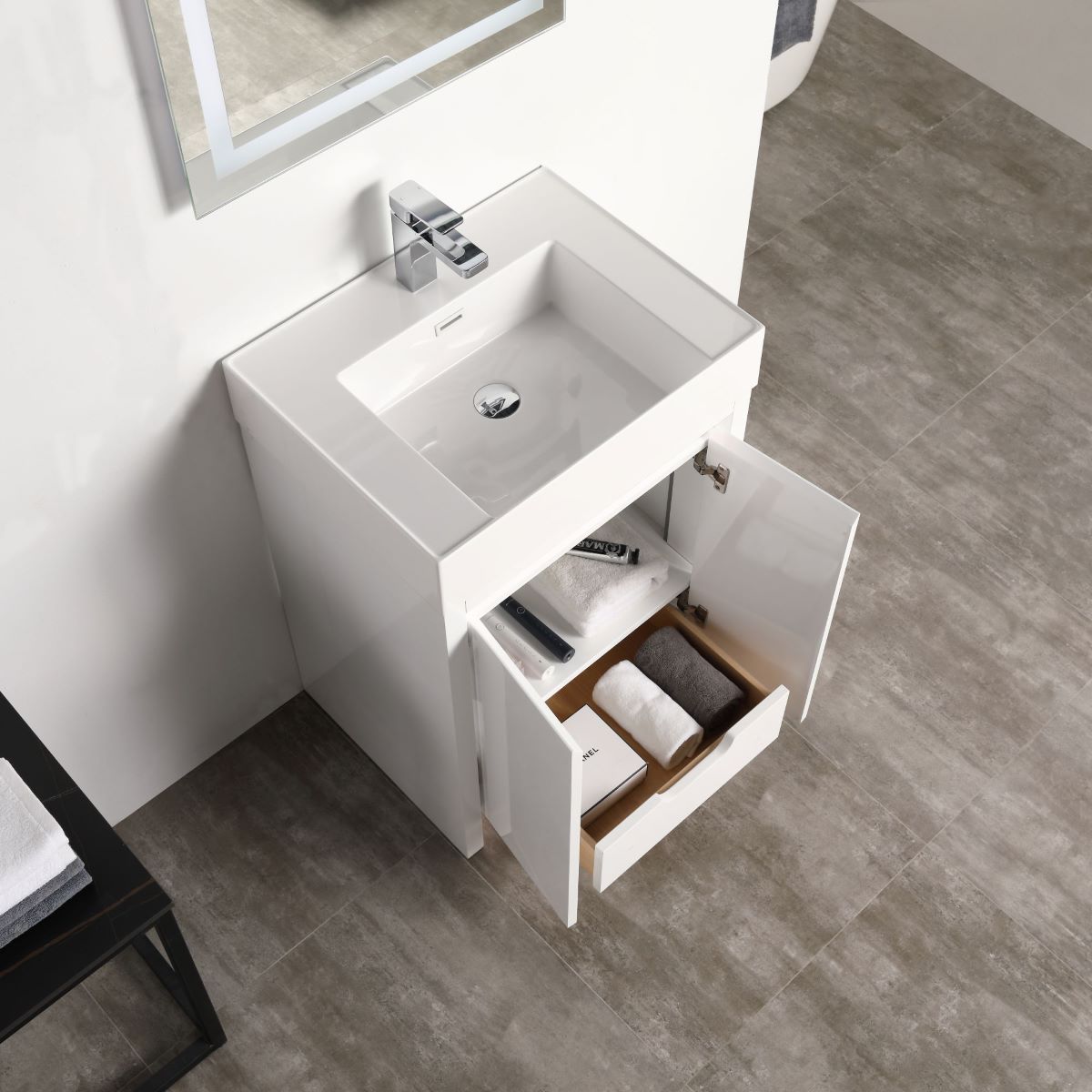 24" Capri Glossy White Vanity (Dual LED Illuminated)