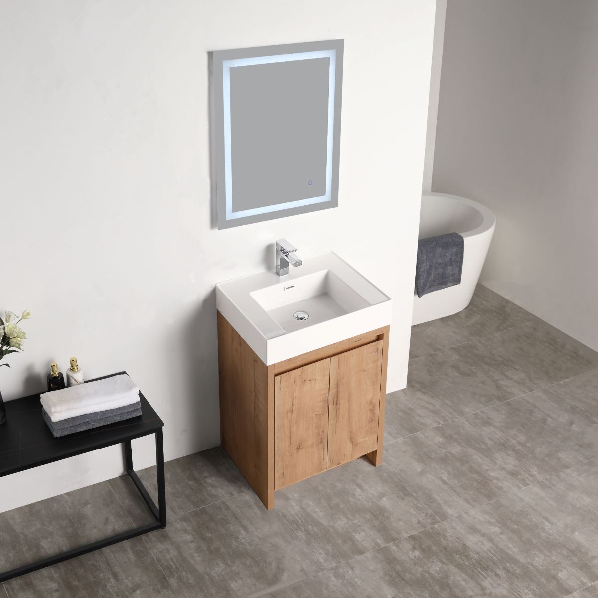 Capri 24″ Classic Oak Vanity (Dual LED Illuminated)