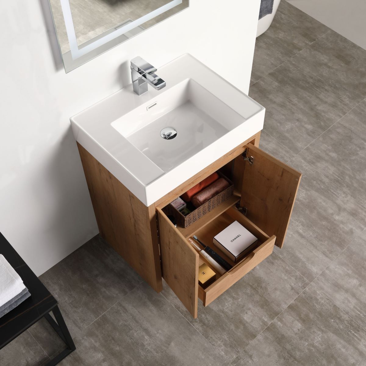 Capri 24″ Classic Oak Vanity (Dual LED Illuminated)