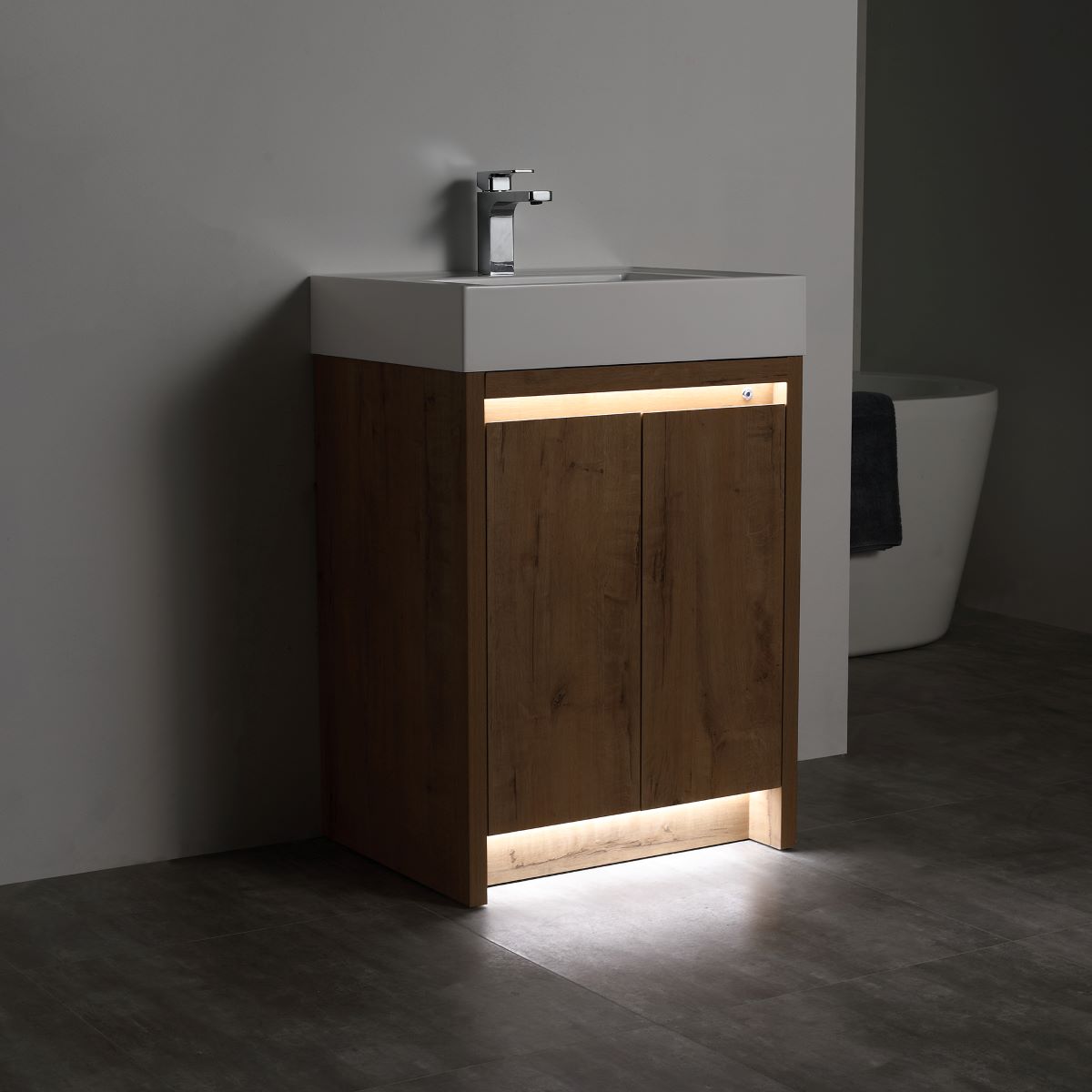 Capri 24″ Classic Oak Vanity (Dual LED Illuminated)