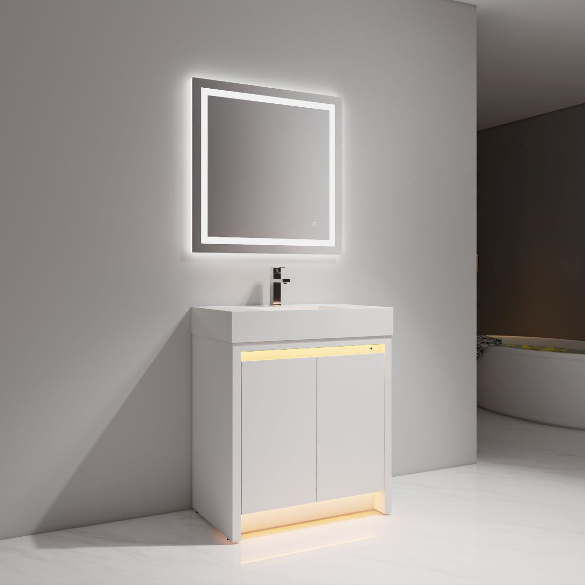 Capri 30″ Glossy White Vanity (Dual LED Illuminated)