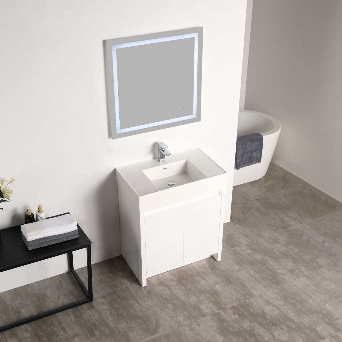 Capri 30″ Glossy White Vanity (Dual LED Illuminated)