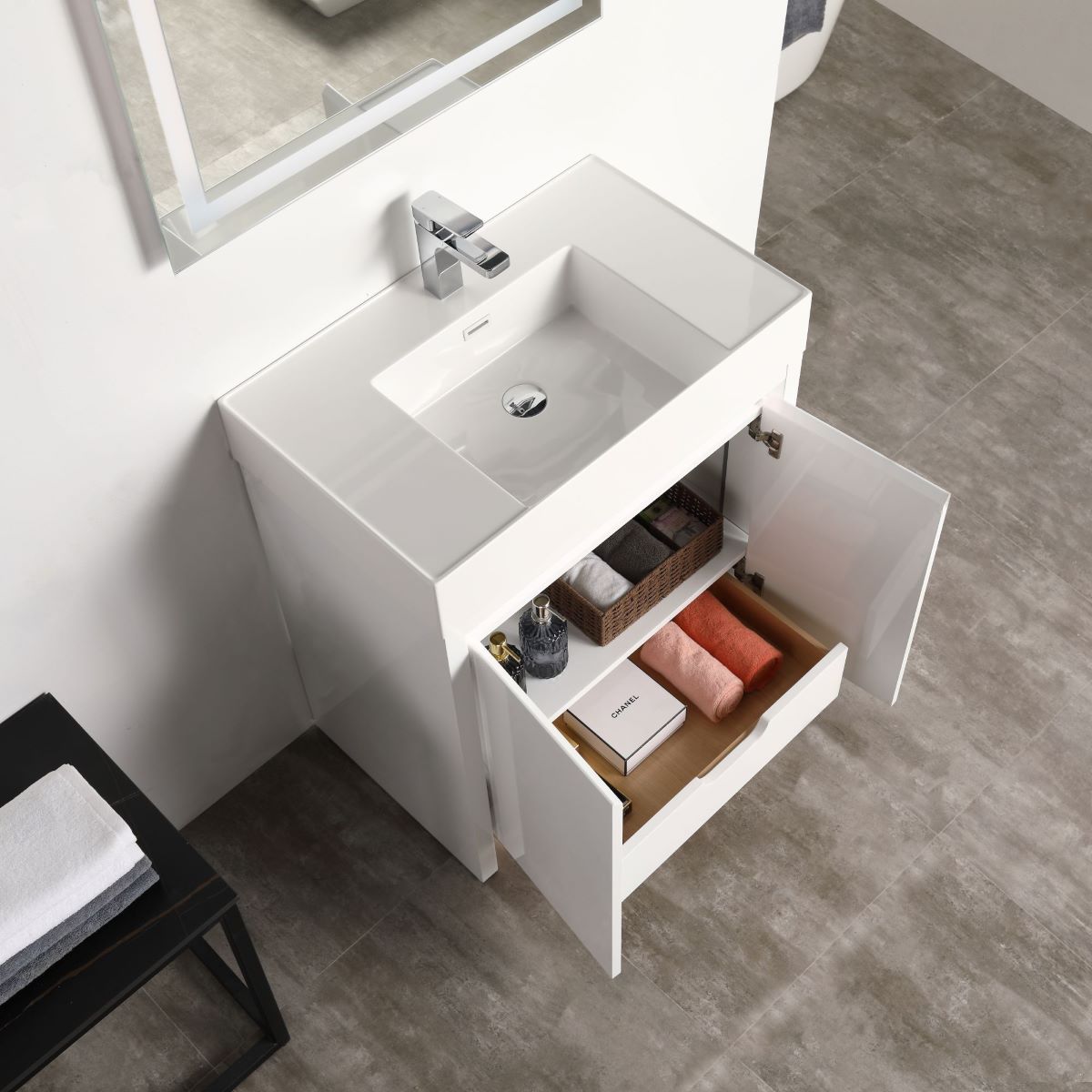 Capri 30″ Glossy White Vanity (Dual LED Illuminated)