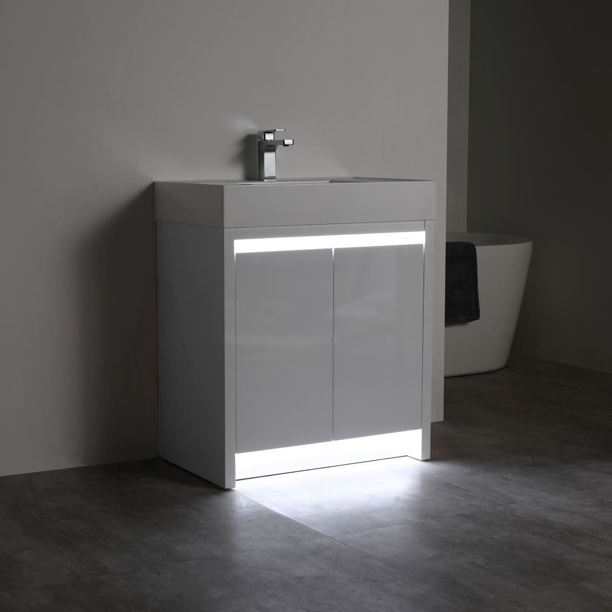 Capri 30″ Glossy White Vanity (Dual LED Illuminated)
