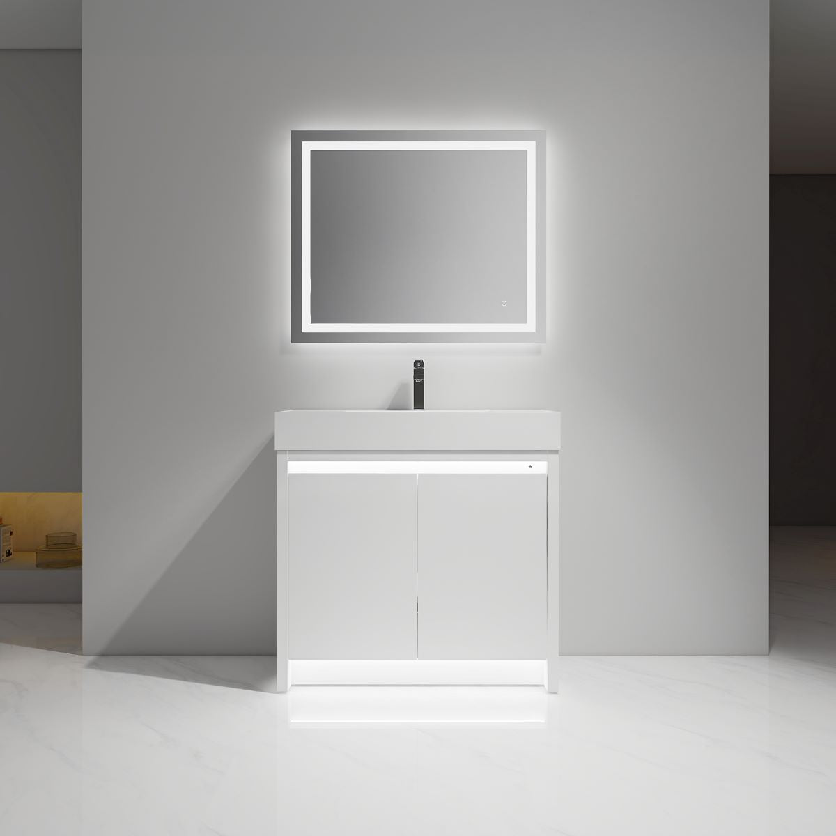 Capri 36″ Glossy White Vanity (Dual LED Illuminated)