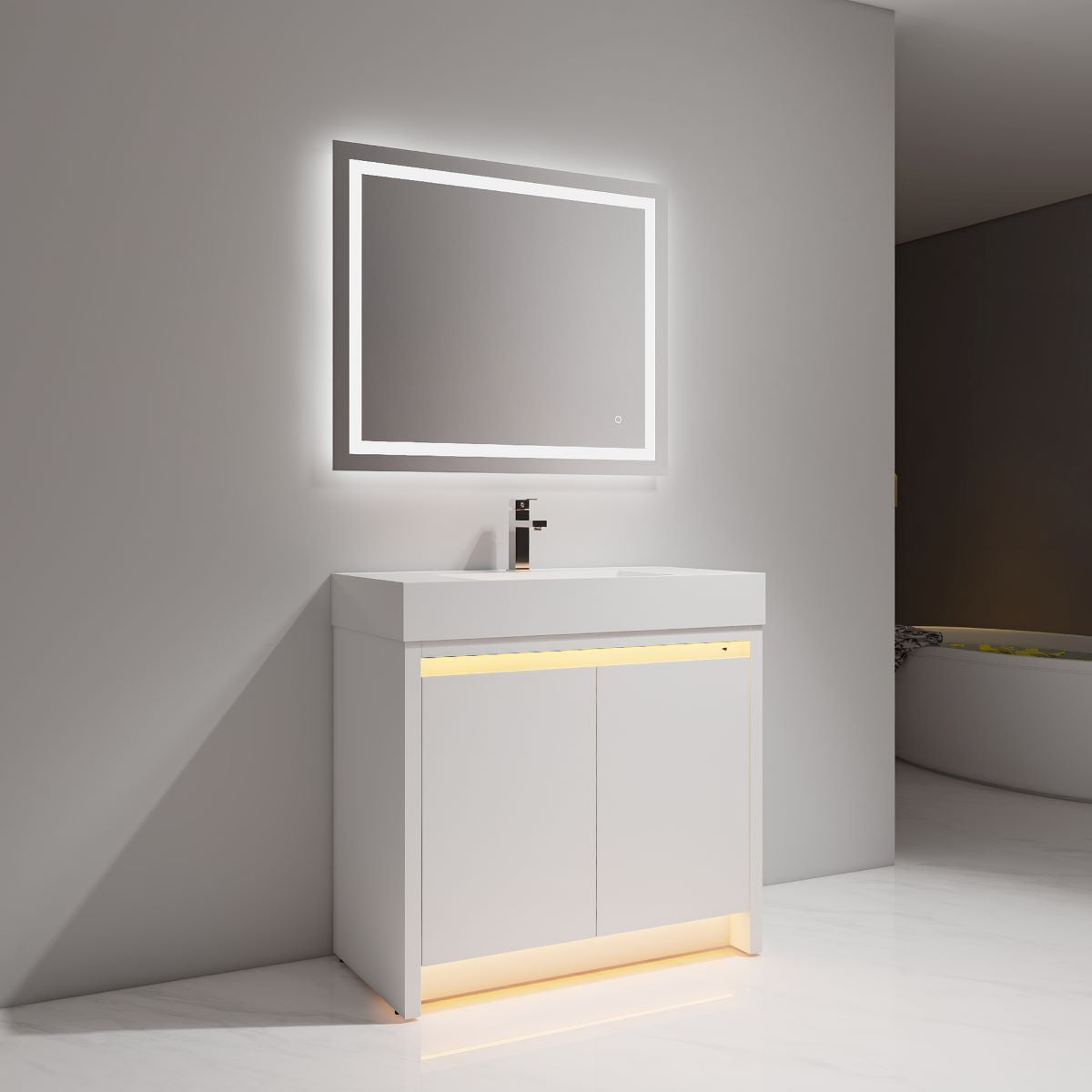 Capri 36″ Glossy White Vanity (Dual LED Illuminated)