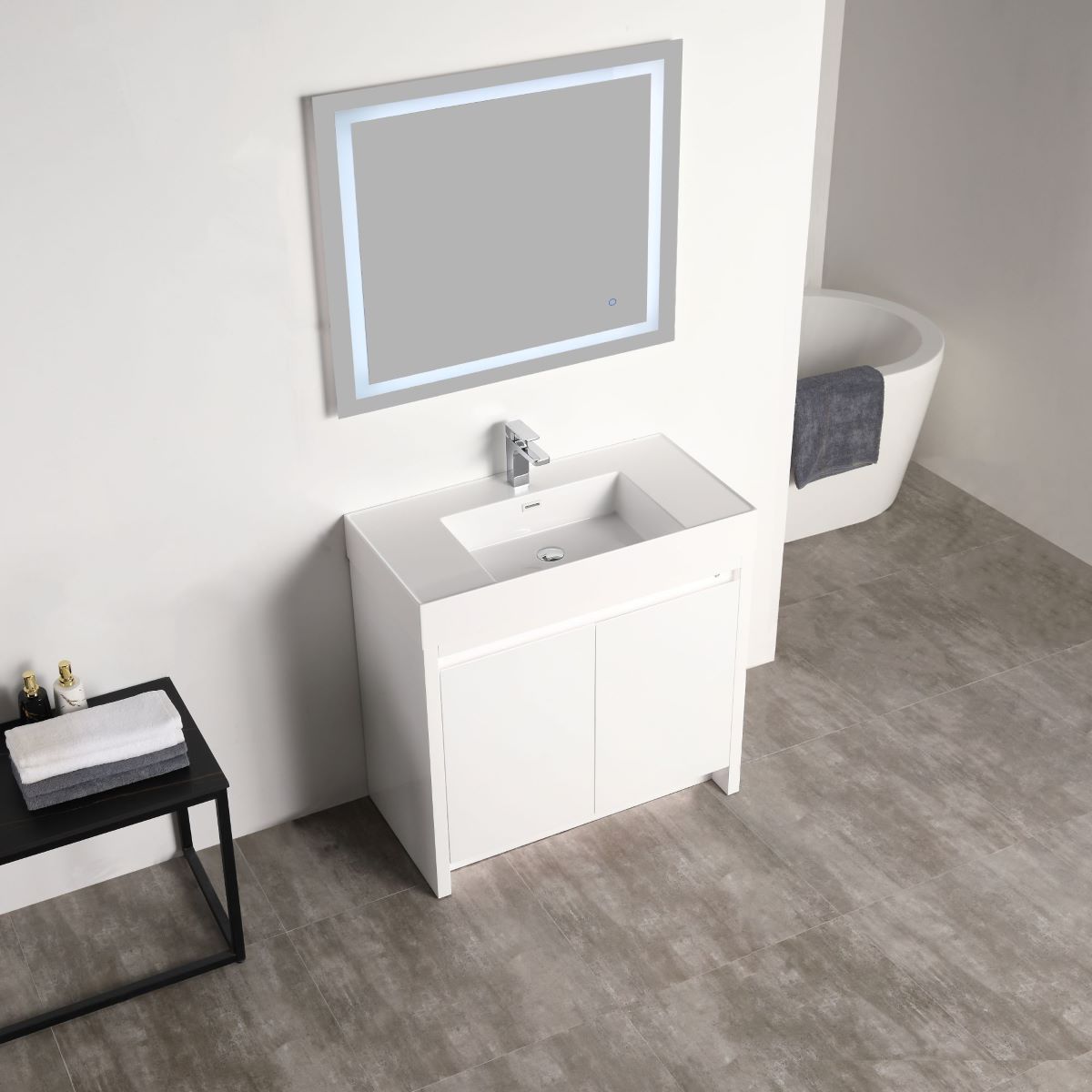 Capri 36″ Glossy White Vanity (Dual LED Illuminated)