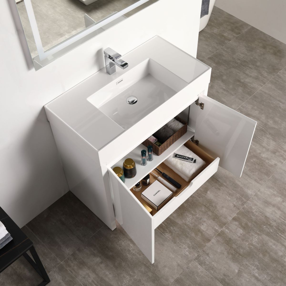 Capri 36″ Glossy White Vanity (Dual LED Illuminated)