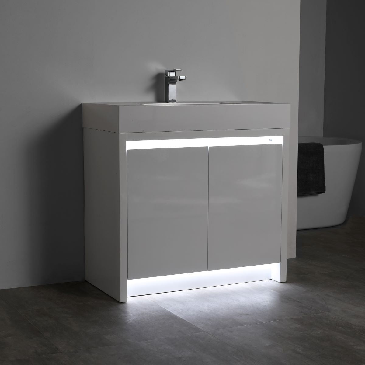Capri 36″ Glossy White Vanity (Dual LED Illuminated)