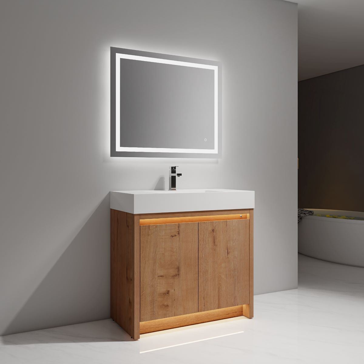 Capri 36″ Classic Oak Vanity (Dual LED Illuminated)