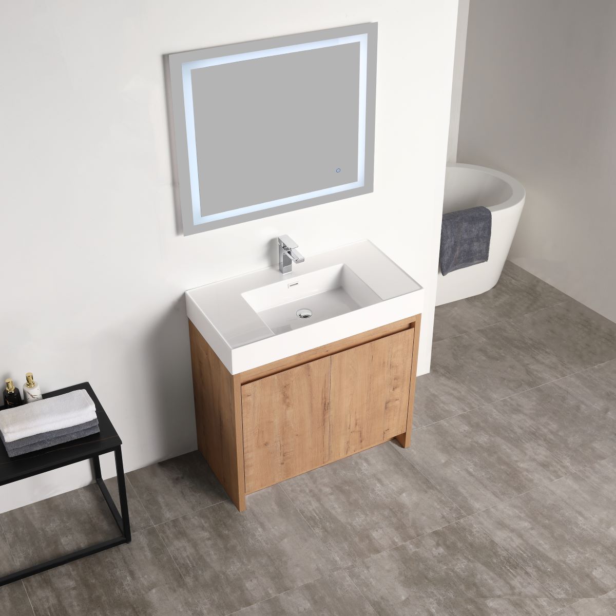 Capri 36″ Classic Oak Vanity (Dual LED Illuminated)