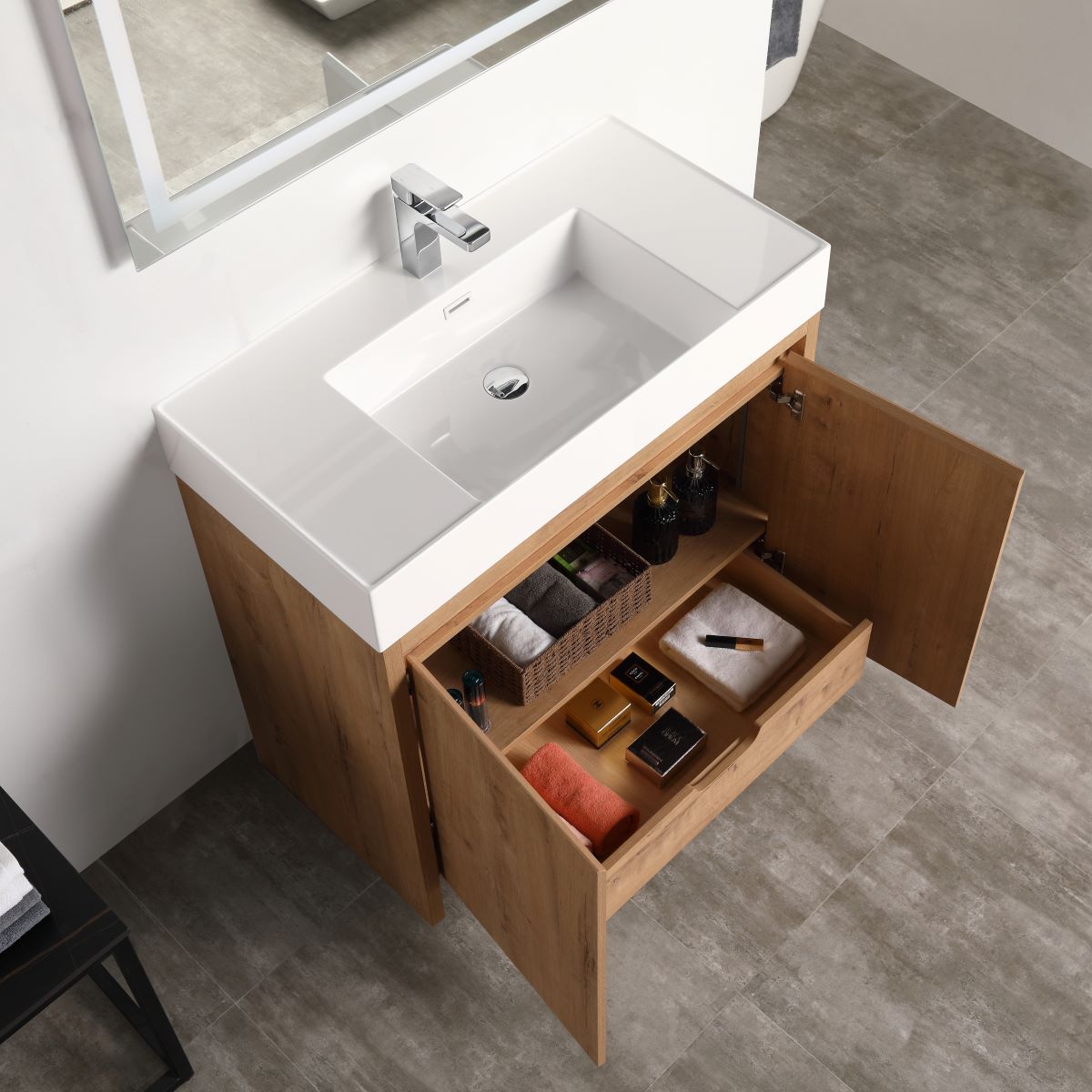 Capri 36″ Classic Oak Vanity (Dual LED Illuminated)